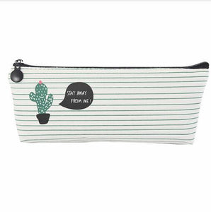 Creative simple cactus canvas pencil case