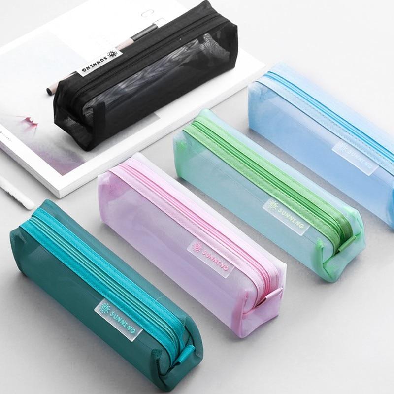 Love solid color transparent pencil case student