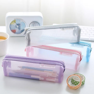 Love solid color transparent pencil case student