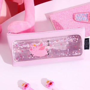 Pink transparent cartoon waterproof pencil case