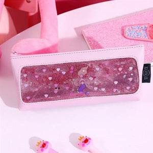 Pink transparent cartoon waterproof pencil case