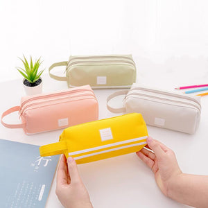 Creative simple double zipper pencil case